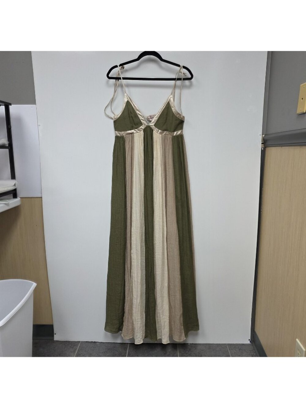 Willow + Root Dress Womens Large Multicolor Stripe Maxi Tie Strap Boho Sundress